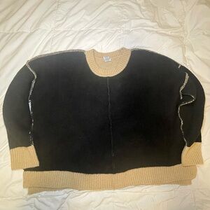Black and Beige Women’s Boxy/Cropped Sweater 3XL